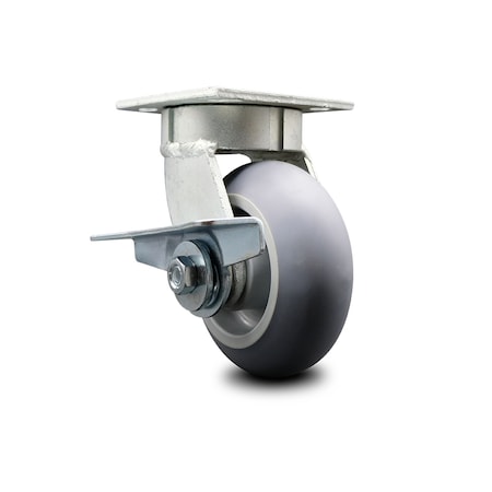 Service Caster 5 Inch Kingpinless Thermoplastic Rubber Wheel Swivel Caster with Brake SCC SCC-KP30S520-TPRRD-SLB